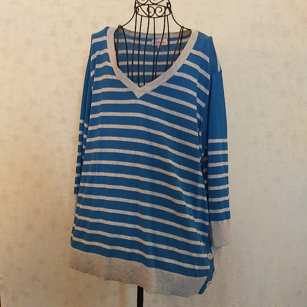 Women's plus topMolly and Isadora striped sweater.